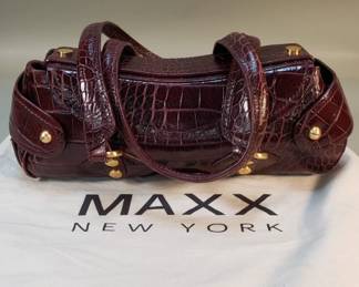 223 Maxx New York crocembossed leather shoulder bag