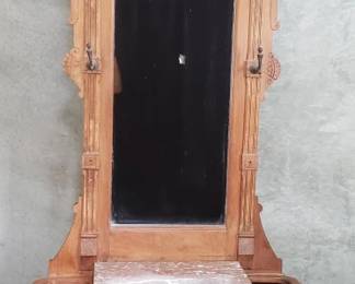 023 418 Victorian walnut hall tree with marble top and