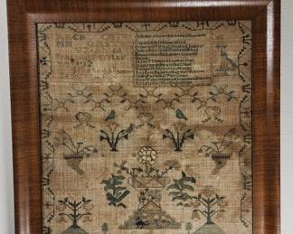 353h Antique 1806 handmade framed sampler