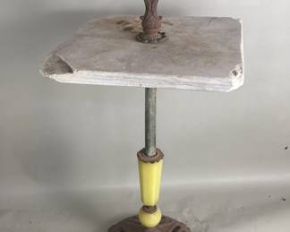 163 Vintage Art Deco iron and stone slate topped table