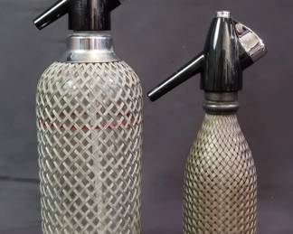 361 Pair of wiremeshwrapped seltzer bottles