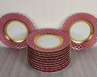 315h 12pc Haas Czjzek pink open work plates