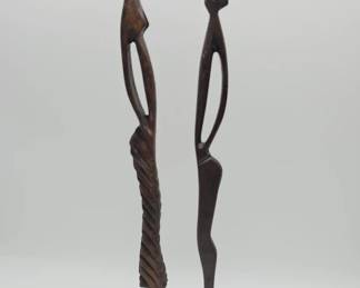 489h Pair of bronzefinish spelter elongated man and