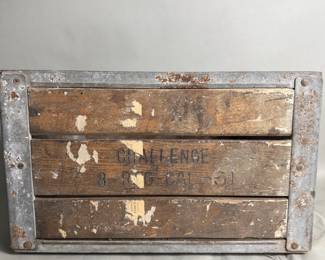 183 Vintage wood metal milk crate