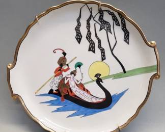 108 75 Antique Noritake Art Deco Lady in Peacock