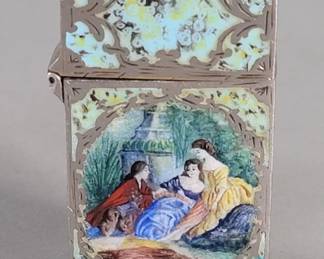 509 Antique silver and enamel lighter case