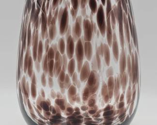595h Handblown brown spatter art glass vase