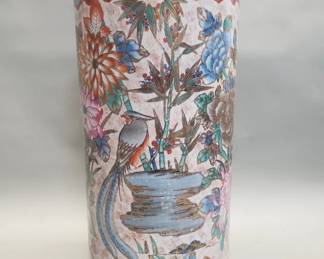 447 Vintage Satsuma style porcelain umbrella stand