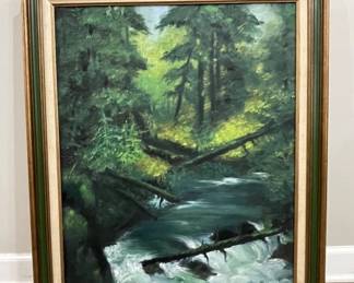 449h Framed signed Carol Heyer oil painting on canvas