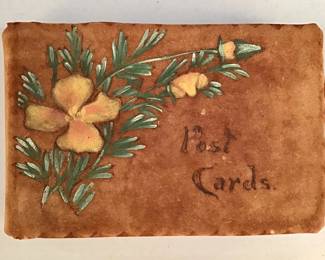 494 Antique handpainted suede postcard