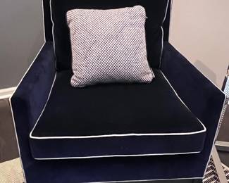 A Rudin blue velvet side chair