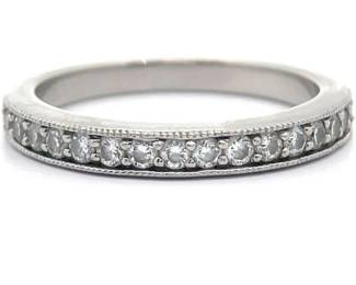 0.50 Carat Natural Diamond 1/2 Eternity Milgrain Ring in Platinum