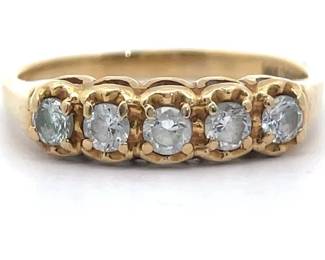 5-Stone Cubic Zirconia Ring in 14k Yellow Gold