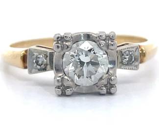 Vintage Estate 0.55 Carat Natural Diamond Ring in 14k Two-Tone Gold