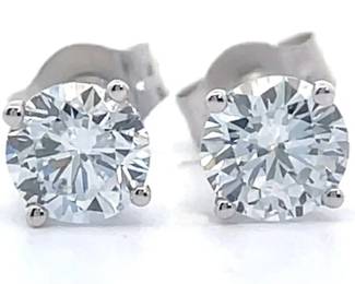 0.75 Carat Diamond Round Solitaire Stud Earrings in 14k White Gold