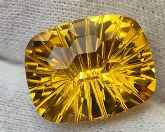 19.02 Carat Natural Citrine Honeycomb Starburst Cut