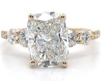 4 Carat Diamond Radiant Hidden Halo Ring in 14k Yellow Gold w/ IGI REPORT