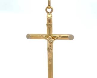 MADE IN ITALY Estate Latin Cross Pendant in 14k Yellow Gold
