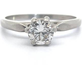 0.70 Carat Natural Diamond Round Solitaire 6-Prong Ring in Platinum