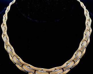 Upscale! 46.6 Gram Amoro Italy Designer Stamped Estate Necklace in 14k Yellow & White Gold