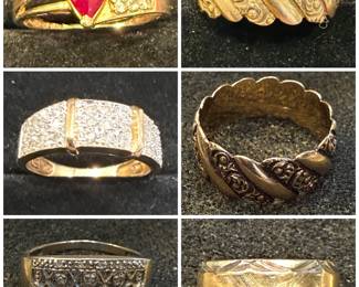 Vintage gold, white gold and sterling rings in excellent condition made with diamonds and gemstones