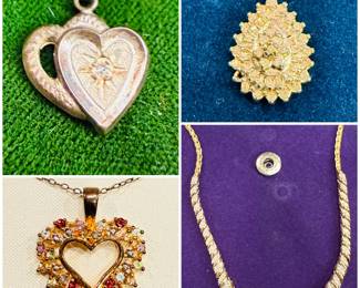 Gold and sterling necklaces with diamonds and gemstones