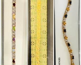 Gold, trigold and sterling bracelets