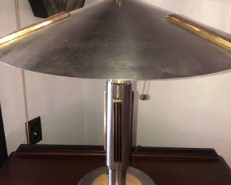 Art Deco chrome lamp with brass accents 