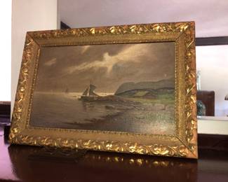 Antique seascape oil on board