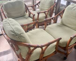 Vintage Rattan rolling chairs