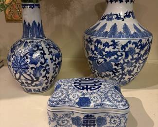 Blue and white transferware