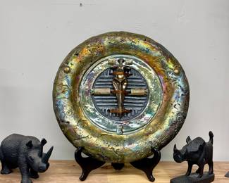 MIXED MEDIA ART, HAND CARVED ANIMALS