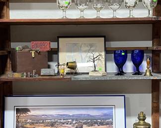 GLASS WARE, BRASS DECOR