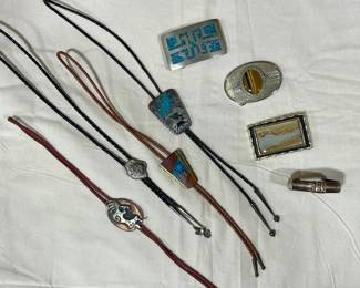 VINTAGE BOLOS AND BUCKLES-SOME STERLING