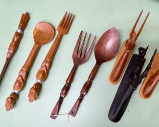 HAND CARVED TRIBAL UNTENSILS