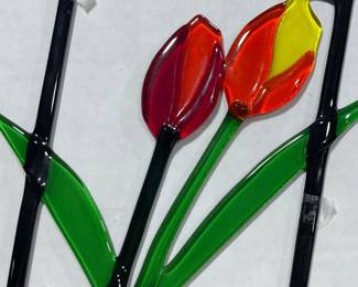FUSED ART GLASS TULIPS
