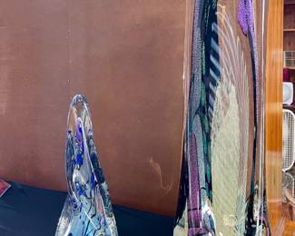 ROLLIN KARG ART GLASS SCULPTURES-16” AND 32” TALL