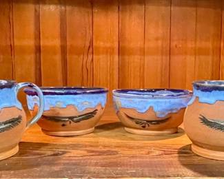 HANDMADE POTTERY CUPS AND BOWLS