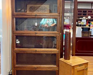 VINTAGE SOLID WOOD LAWYERS BOOK CASE, VINTAGE REPLICA ICE BOX
