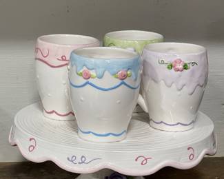 AVON PRESIDENT’S CLUB BIRTHDAY RECOGNITION CAKE PLATE, AVON CELEBRATION MUGS