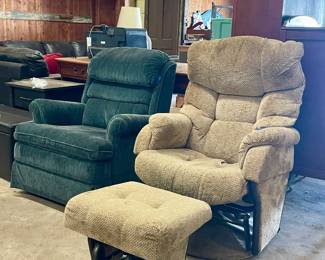 UPHOLSTERED RECLINER, UPHOLSTERED CHAIR WITH OTTOMAN