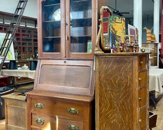 ANTIQUE EASTLAKE SECRETARY BOOKCASE