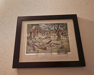 A vintage foil art print titled Shoreside Farm after Lionel Barrymore.