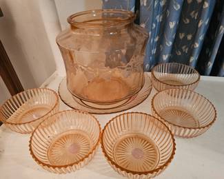 Pink depression glass