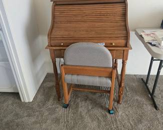 Vintage roll top desk and chair
