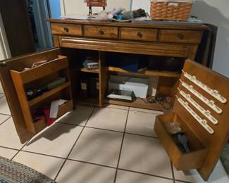 vintage sewing machine cabinet