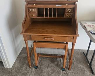 Vintage roll top desk and chair