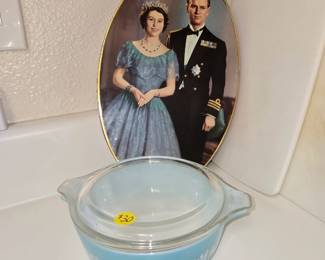 Vintage tin and pyrex