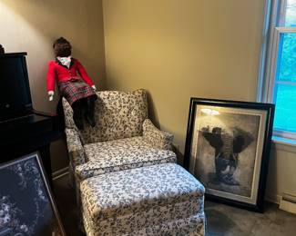 Club chair and matching  ottoman