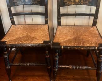 Pair of Hitchcock style Harvest chairs